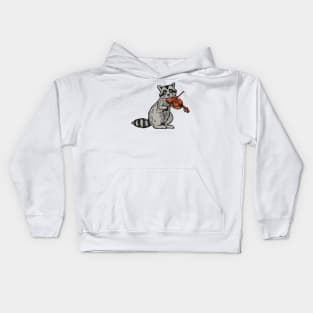 Raccoon playing Violin Kids Hoodie